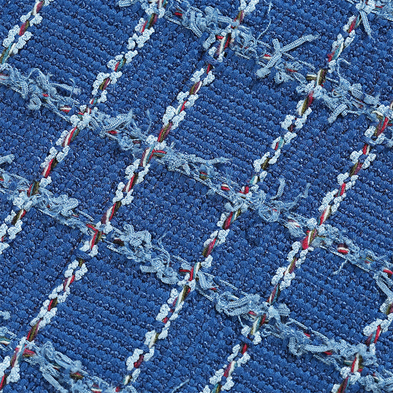 Mokas blue scented fabric, coarse-spun tweed coat, jacket, vest, dress, DIY handmade clothing fabric Item Picture