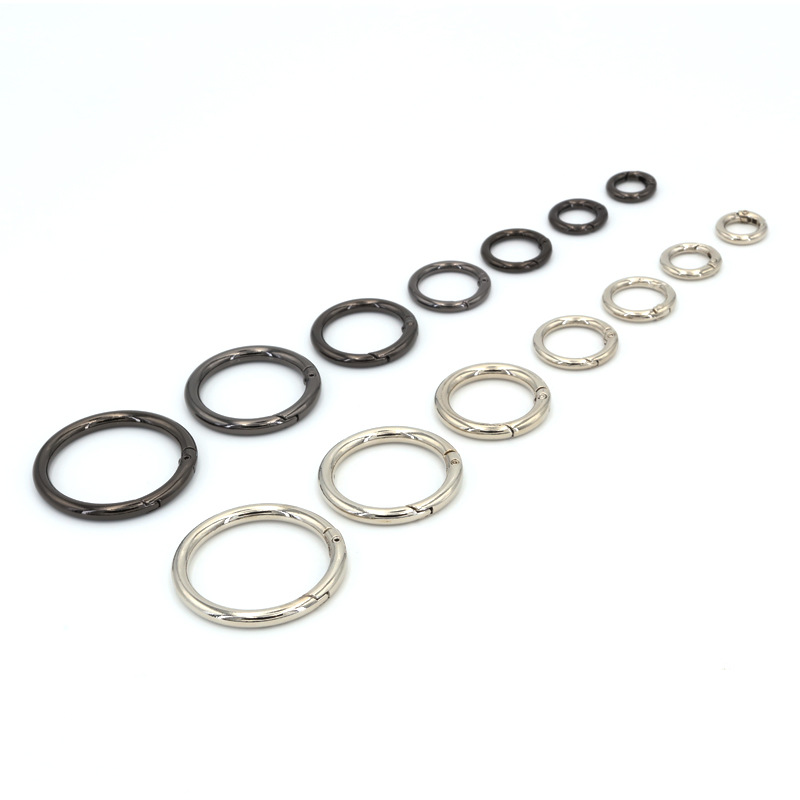 The manufacturer hung metal-plated circular buckle, open circular ring buckle, key accessory buckle, light gold zinc alloy spring ring Specification drawing