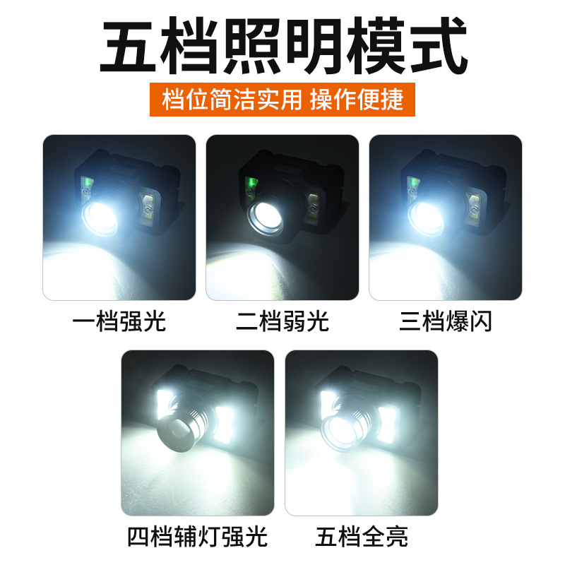 Nuevo LED rojo y blanco inteligente sensor de luz frontal al aire libre luz de cabeza de luz fuerte faro de pesca USB recargable details Picture