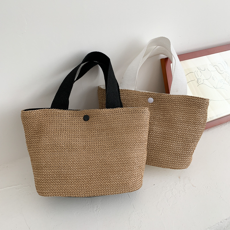 Cross-Border Straw Weaving Bag, Country-Style Fresh And Light Woven Bag, Single-Shoulder Straw Bag, Straw Weaving Fashionable Commuter Women's Bag, Simple And Versatile Handbag, Hand-Held Bag, Handcrafted Straw Weaving Bag