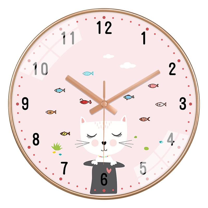 Silent children's room wall clock, cartoon cute clock for girls' and boys' bedrooms, Nordic simple living room clock without drilling Application Scenario