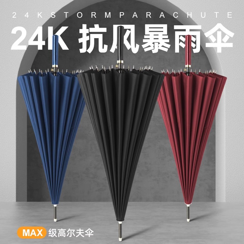 24骨雨伞长柄伞大号直杆伞复古礼品印字广告伞商务男士雨伞