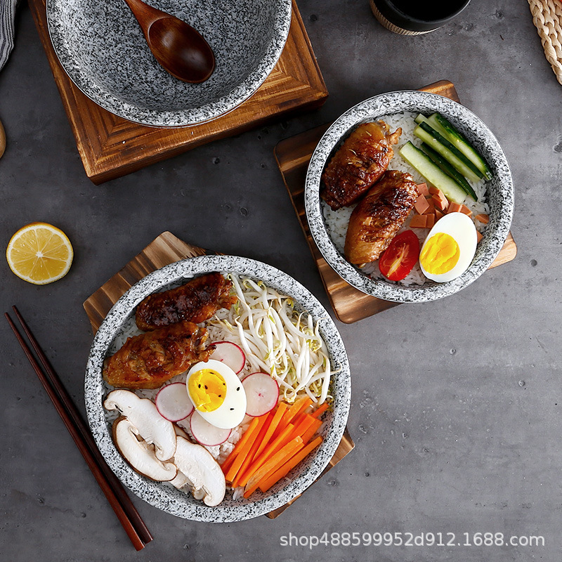 Authentic Korean cuisine in stone POTS and bowls, heat-resistant natural stone pot bibimbap, stone pot bubble chicken, exclusively for commercial use Specification image