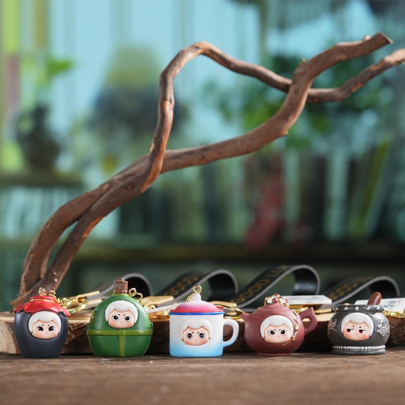 钥匙扣/卡通钥匙扣挂件/钥匙扣公仔挂件/宋锦/流沙入油玩具细节图