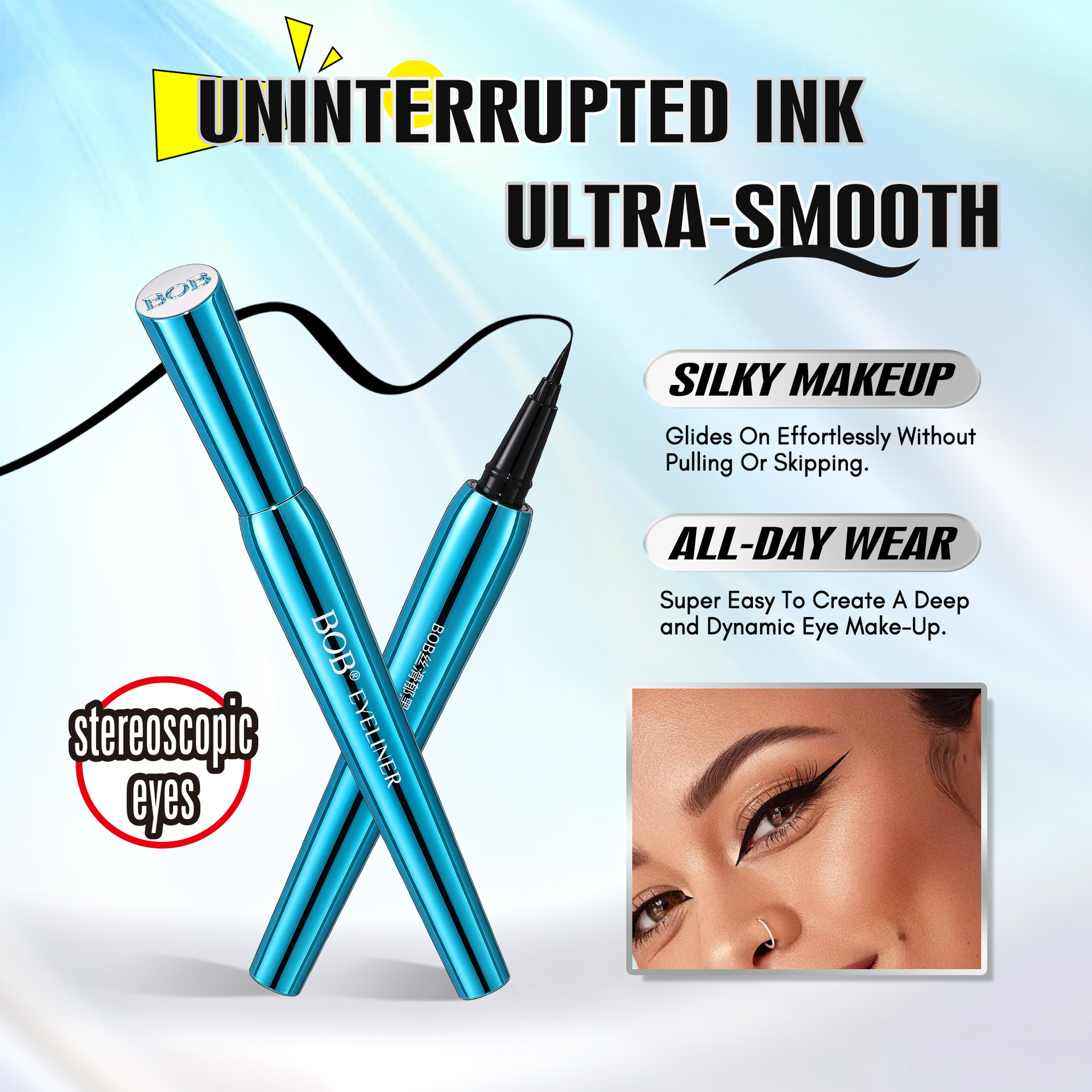 Cross-border bob foreign trade basketball tube eyeliner pen Specification image