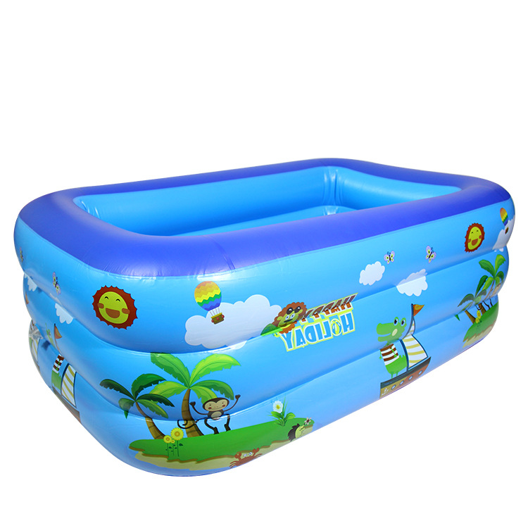 Inflatable square monkey three-layer water pool swimming pool, children's home water play pool, ball pool, baby bath pool, fish pool Item Picture