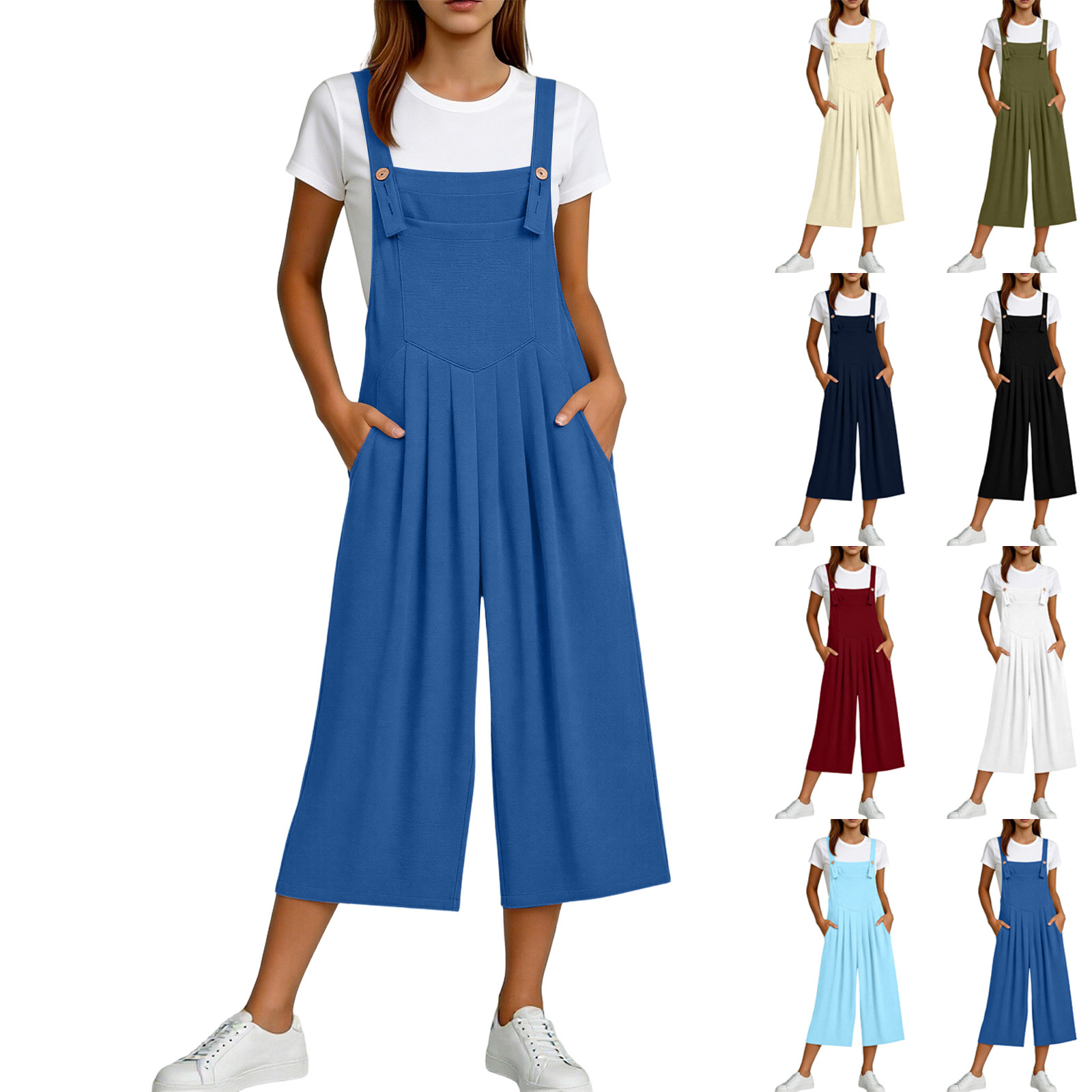 The 2026 new Amazon bestseller, eBay independent store wish's popular solid-color casual overalls for European and American women's clothing full figure