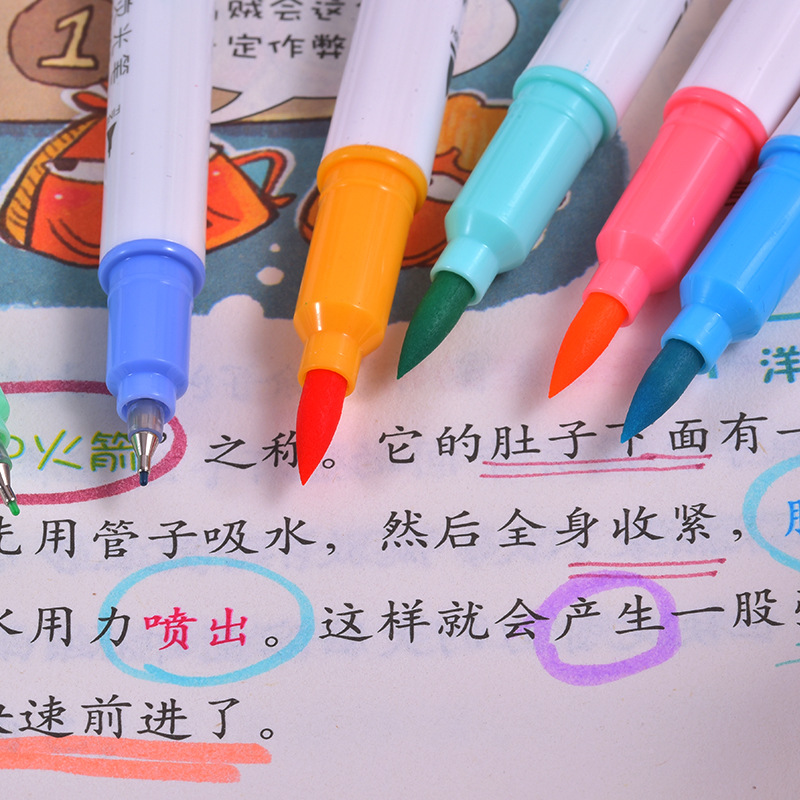 The 12-color soft and hard double-headed highlighters directly supplied by the manufacturer from Tianfeng are brightly colored Specification drawing