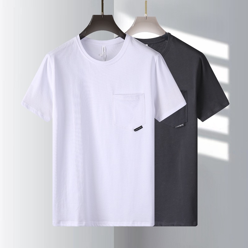 【 King's Bestseller 】2023's Heavyweight Double-yarn Pure Cotton Round-neck T-shirt, a fashionable short-sleeved large-sized T-shirt for summer couples Item Picture