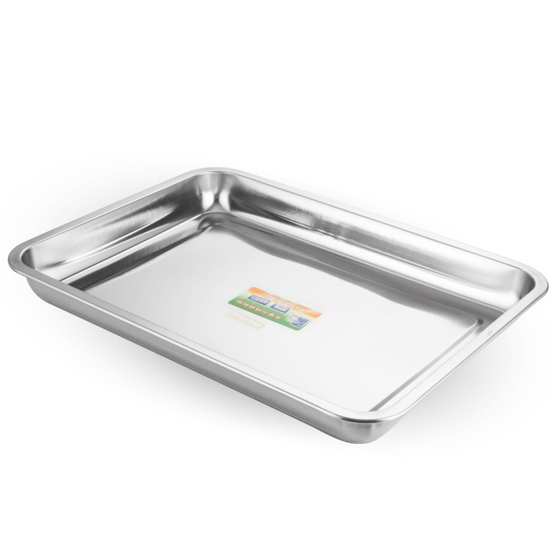 05 thick 4.8 deep stainless steel square plate tray with perforated depth, hotel tableware, rectangular barbecue rice plate and tea tray Specification image