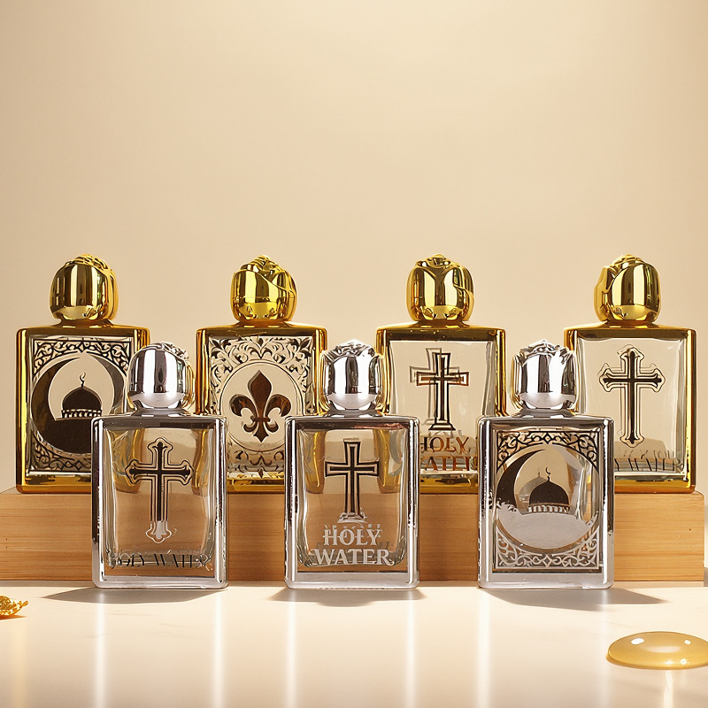 Cross-border 15ml electroplated UV perfume bottle, baptism holy water bottle, rose luxury embossed gold essential oil glass bottle Application Scenario