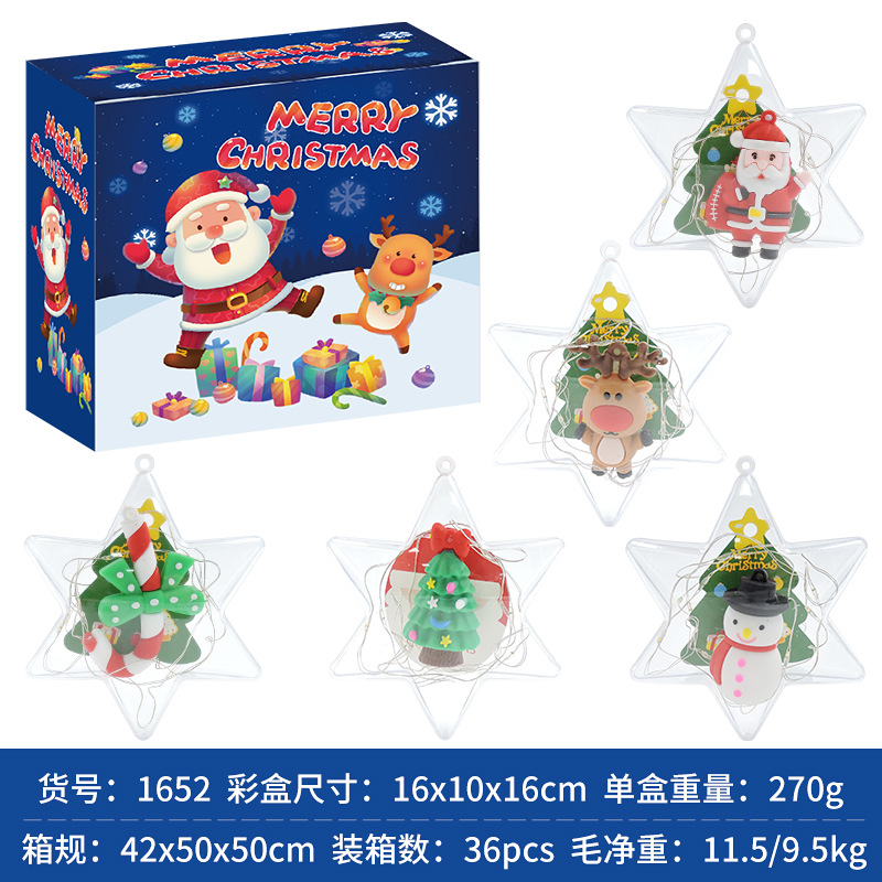 Amazon Christmas decoration Christmas tree Glowing snowflake pendant decoration Santa Snowman small pendant Specification image