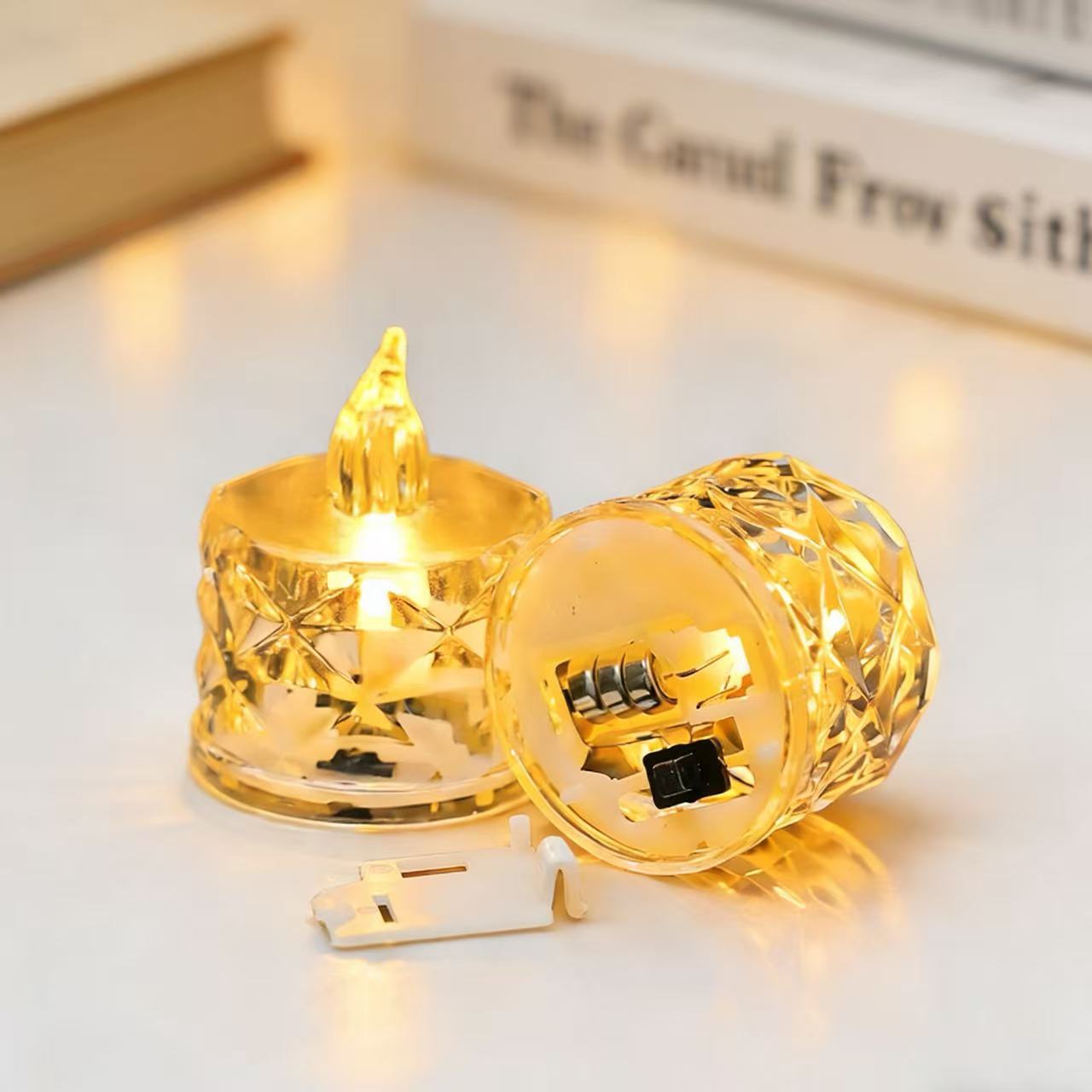 Crystal Tearful Electronic Candle lamp Simulation Electronic Romantic Atmosphere Lamp Smokeless Birthday Mini Simulation Candle Lamp batch Application Scenario