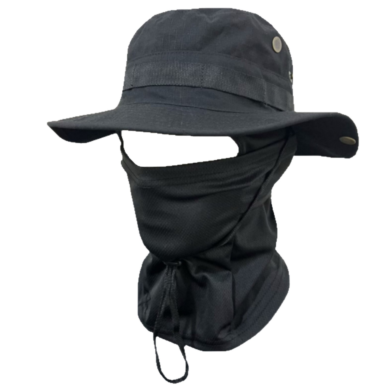 Camouflage round-brimmed hat head cover set, outdoor mountaineering fisherman hat, sun and wind protection Penney hat, cycling, mountaineering and fishing hat Item Picture