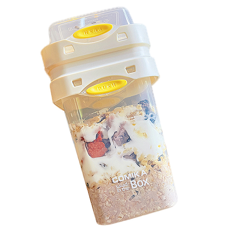 Comika portable Salad Cup, overnight oatmeal cup, spoon-equipped light food fat-reducing yogurt nut cup, takeout breakfast cup Item Picture