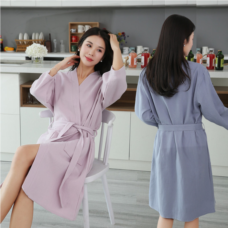 Pure cotton bathrobes for spring and summer, thin double-layer gauze bathrobes for men and women, pajamas, water-absorbing and quick-drying, new hotel style Application Scenario