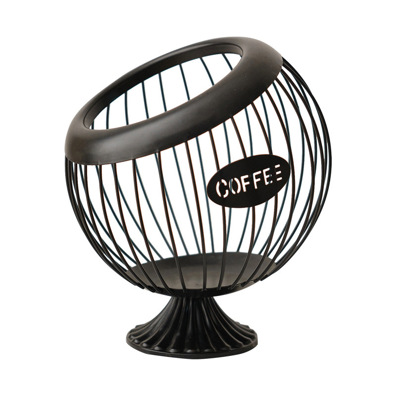 Nordic ironwork coffee capsule storage basket, home bar counter capsule stand, desktop hollowed-out storage basket, storage basket Item Picture
