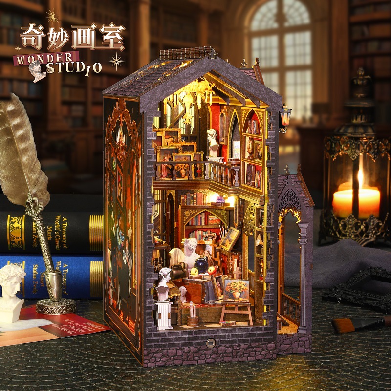 Jiate DIY Bookstand, Wonderful Art Studio diy Bookstand Assembly Bookstand, diy House 3D Bookstand, Handmade Model Book