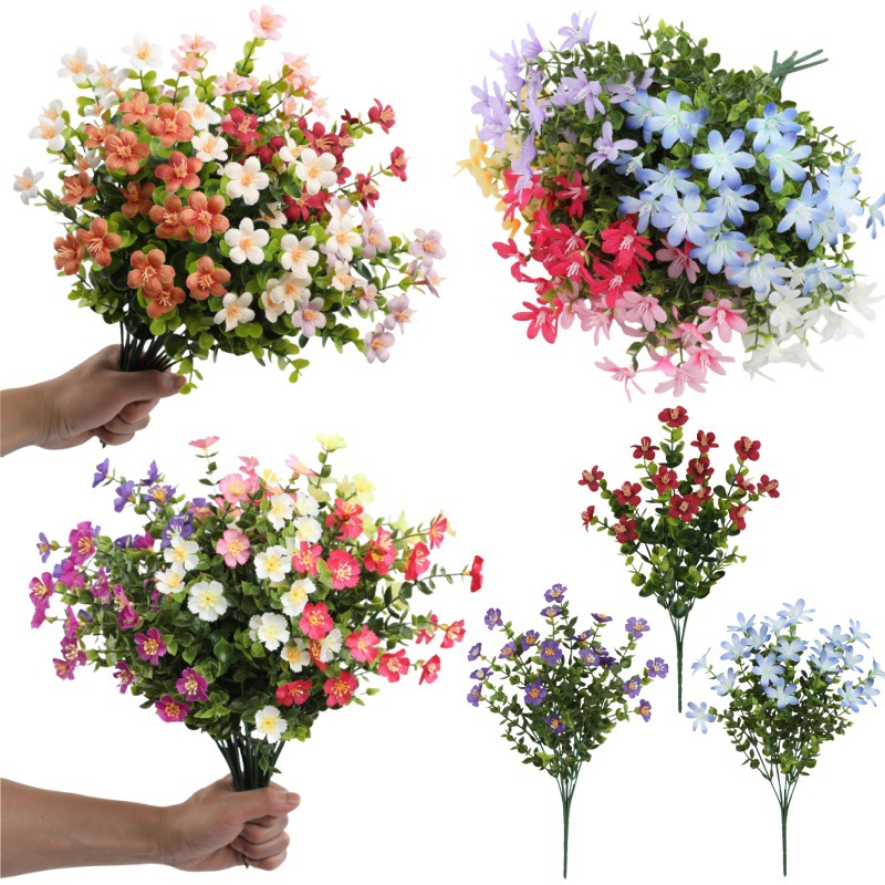 跨境热销仿真花尤加利叶 家居装饰花瓶插花摆件假花绿植配材批发