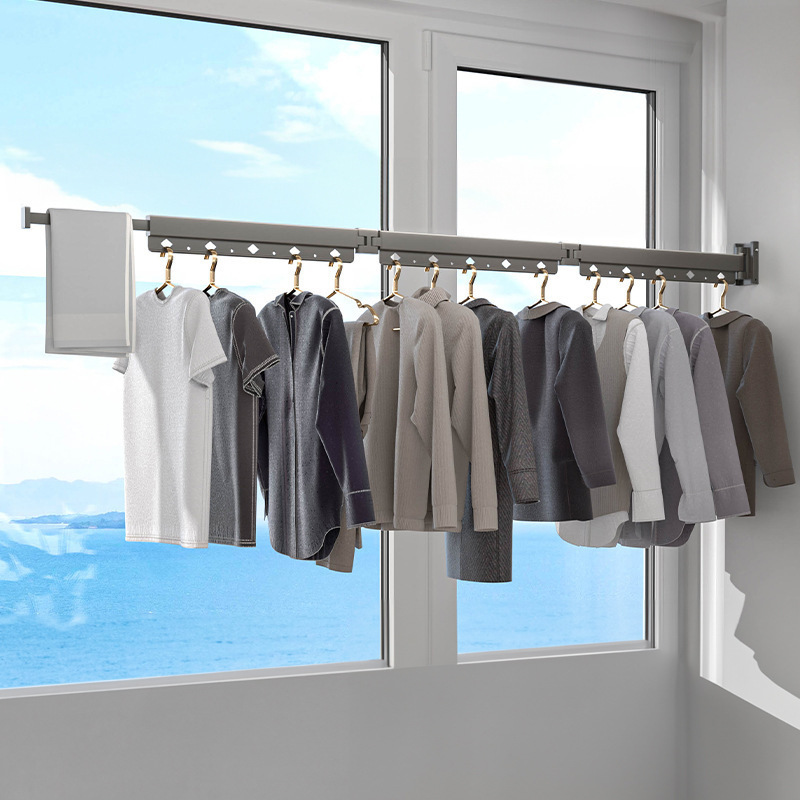 Wardrobe wall telescopic clothes hanger hook, long extension hook, hanging rod, wall-mounted clothes hanging wonder, wall-mounted clothes hanger wholesale Application Scenario
