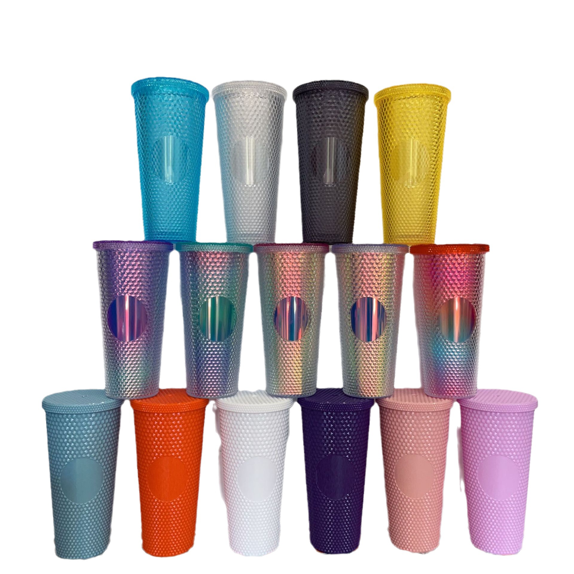 Cross-border Star Dad Double-layer Durian Cup, large-capacity plastic Straw Cup, Creative Star Bar High Appearance Level, Prickly water cup details Picture