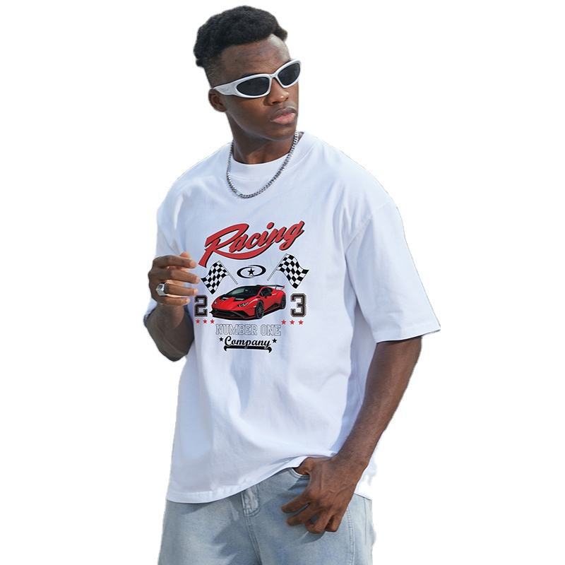 Summer street men's wear solid-color cotton T-shirt, customizable logo, loose, high-quality T-shirt, European and American trendy brand men's short-sleeved T-shirt Item Picture