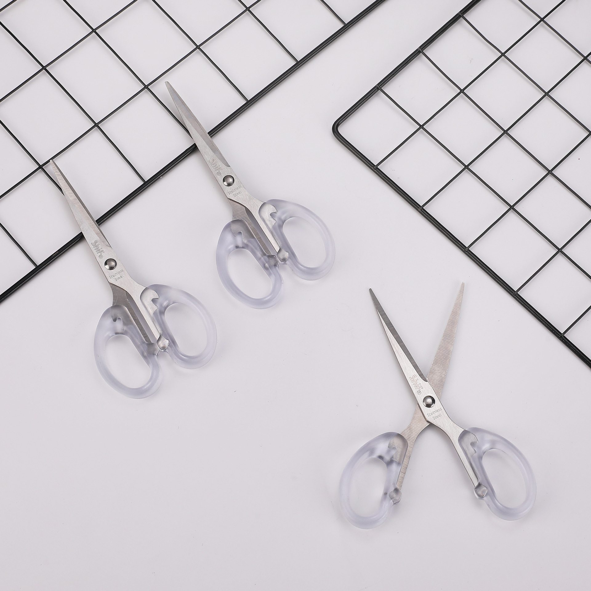 Pioneer 1252 Office Scissors, transparent stainless steel scissors, express delivery opening, office stationery, pointed scissors, student scissors details Picture