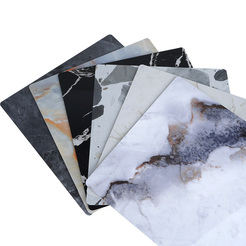 uv board imitation marble high-gloss wall panel, PVC decorative panel, waterproof and flame-retardant, hotel project, stone plastic UV board for export Item Picture