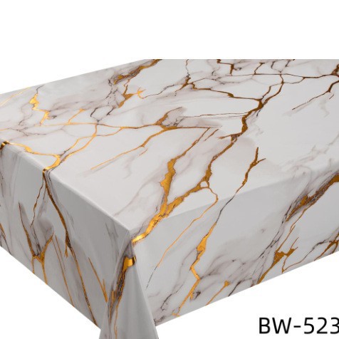 The rectangular pvc tablecloth for the dining table is waterproof, oil-proof, heat-resistant and does not require washing. It has an ins style and a light luxury and high-end feel details Picture