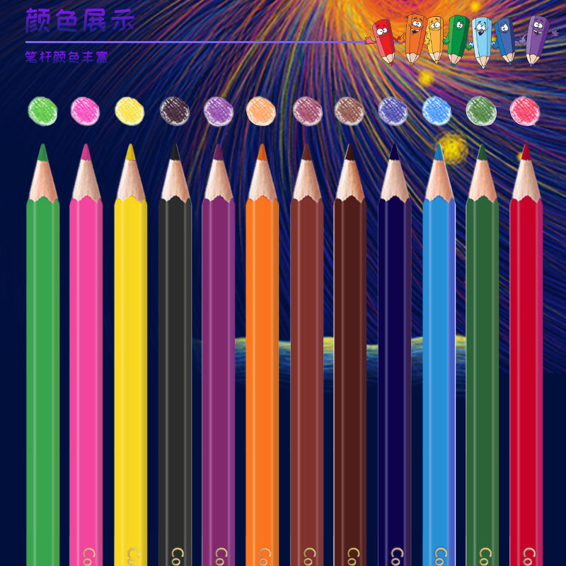 Wholesale of pencils, double-headed colored rod pencils, laser engraving pencils, HB triangular rod pencils, student writing and drawing details Picture