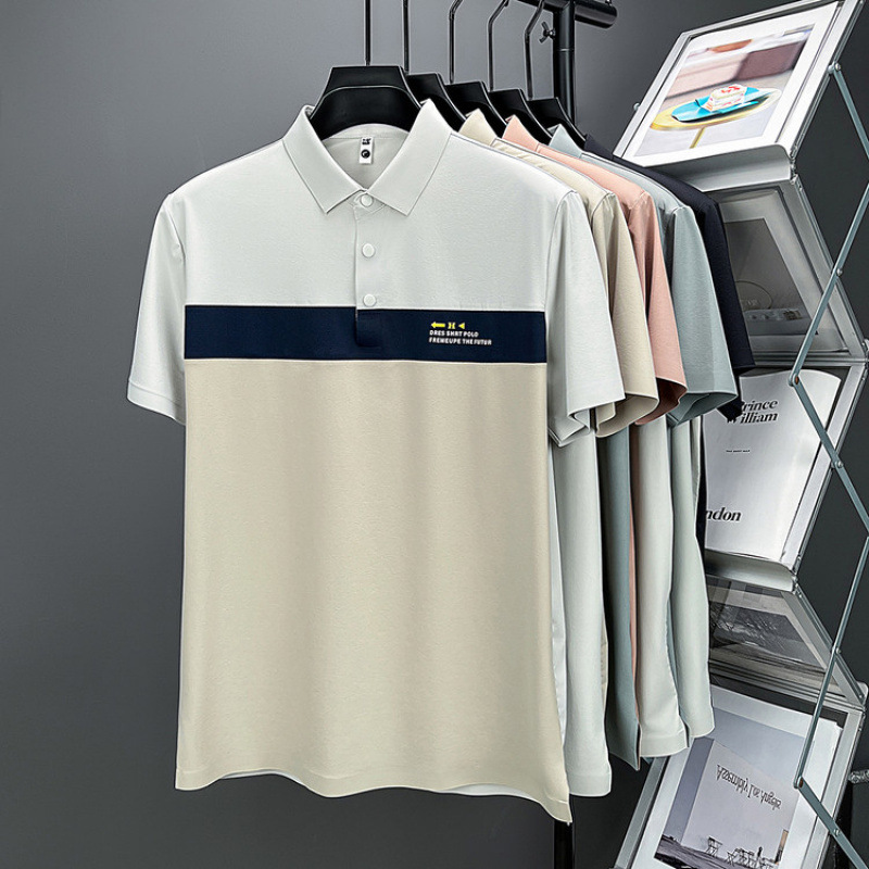 Ice silk short-sleeved T-shirt men's lapel top 2026 Summer Casual Business half-sleeved Polo shirt Loose casual top Item Picture