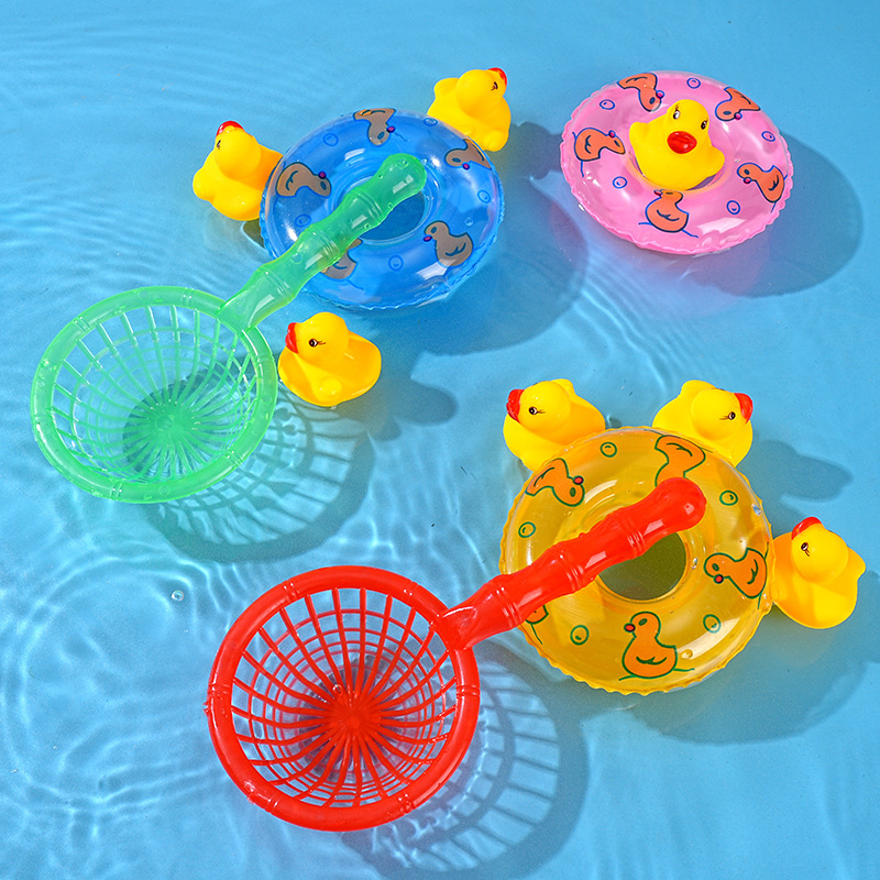 Fun water play toy set: Swimming rings, duck nets, luminous water guns, water supplies, children's toys Application Scenario