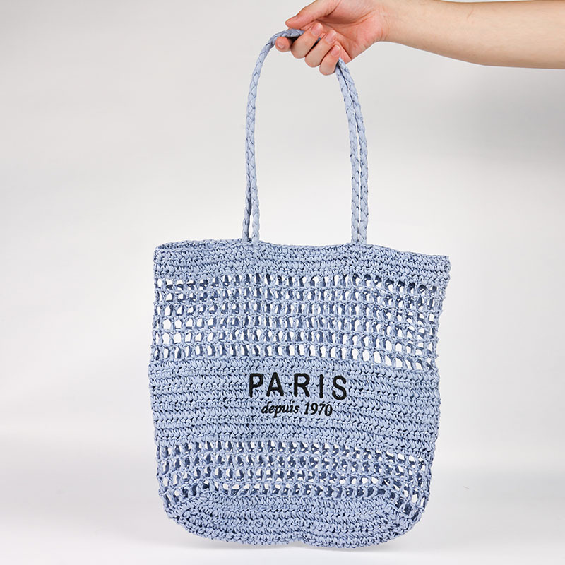 Cross-Border Woven Bag, Letter Embroidery, Single-Shoulder Straw Woven Bag, New Large-Capacity Hollowed-Out Straw Woven Bag, Vacation Beach Bag, Versatile Women's Bag, Tote Bag, Woven Bag Specification drawing