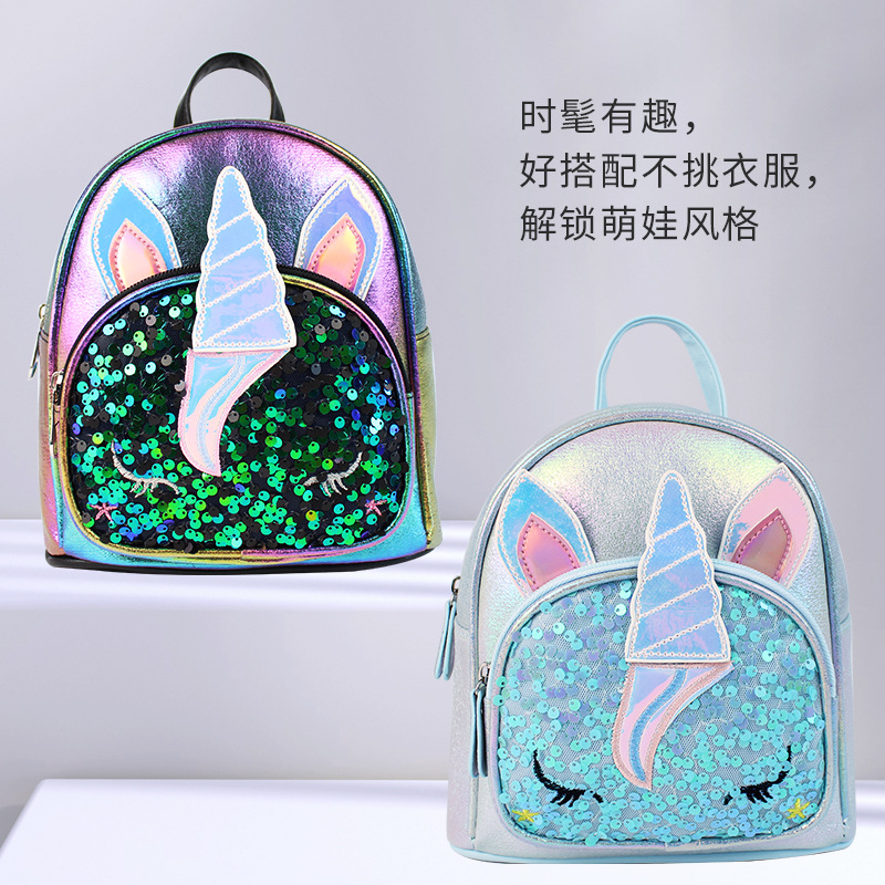 2022 Sequined Unicorn Children's Backpack Cartoon Cute Princess Girls Fashionable and Adorable Children's Backpack Specification image