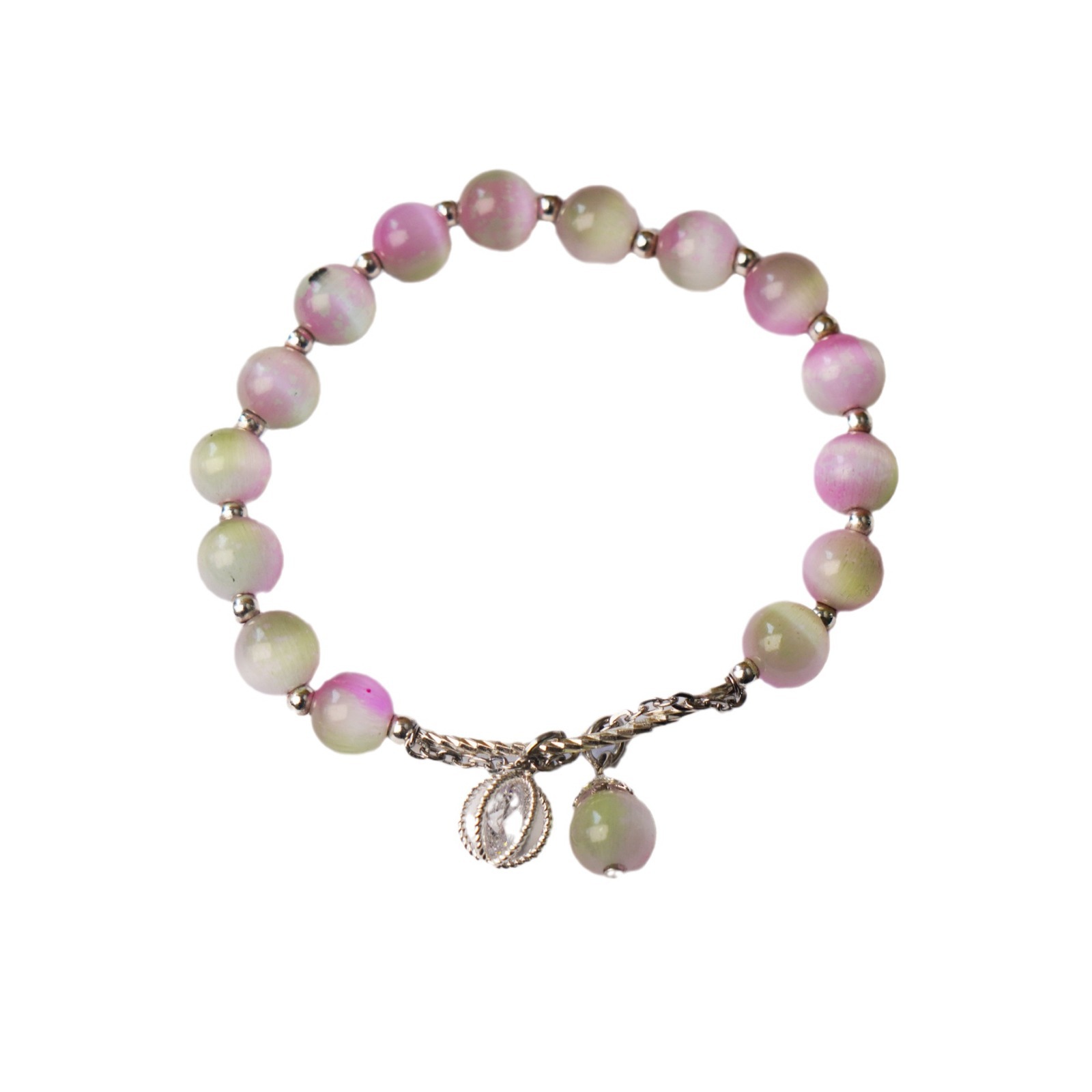 New dual-color cat's eye stone bracelet, green powder crystal bracelet, a fresh, unique and high-end feminine charm, best friend jewelry gift Item Picture