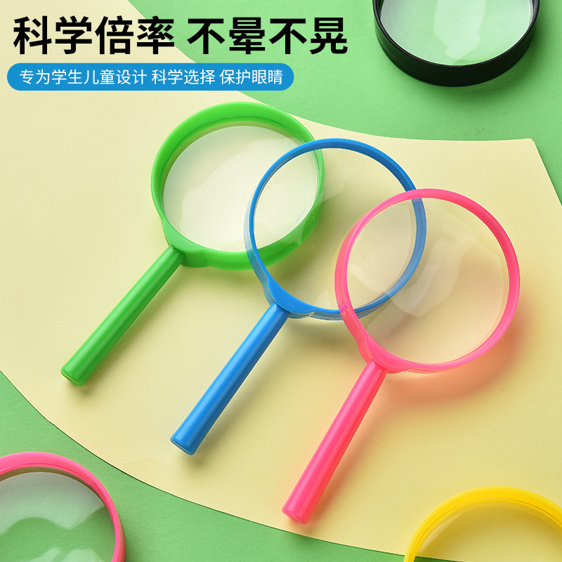 Wholesale of 60mm color magnifying glass acrylic high-definition children's observation handheld science and education outdoor exploration and intelligence toys details Picture