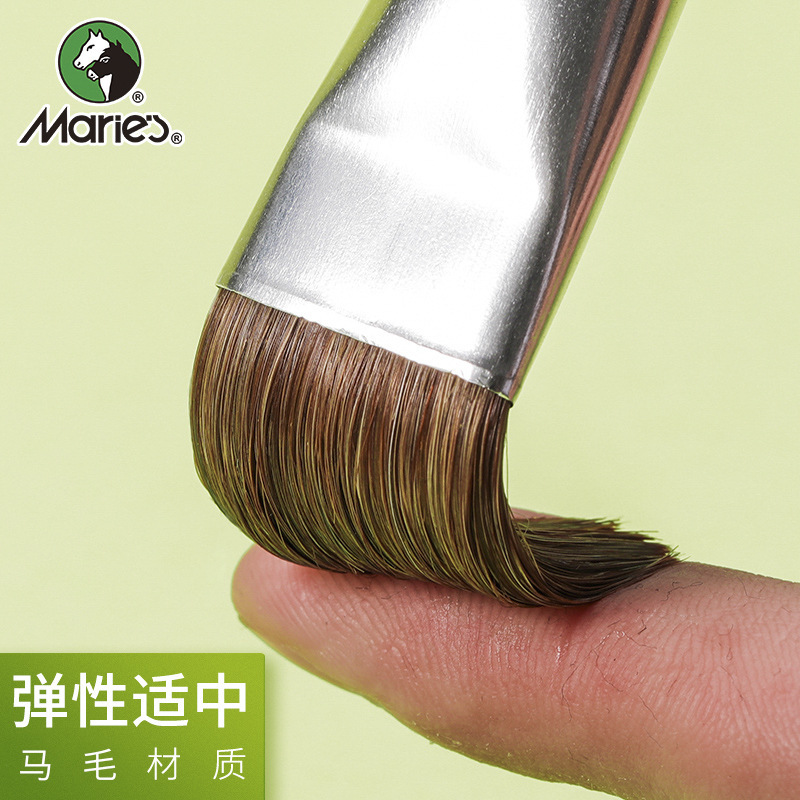 Marley G1860 Wolf-hair gouache brush, flat head oil painting brush, acrylic brush, brush, oil painting brush, exam painting details Picture