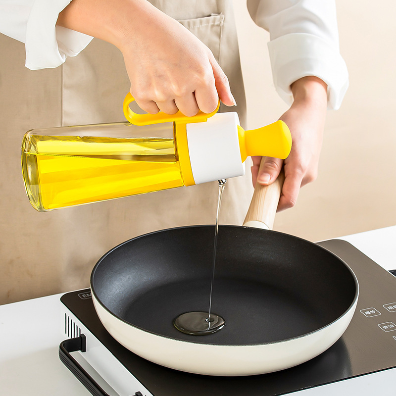 Transparent glass oil pot, pea brush, integrated oil control bottle, soy sauce and vinegar seasoning bottle, silicone brush head, steak barbecue brush