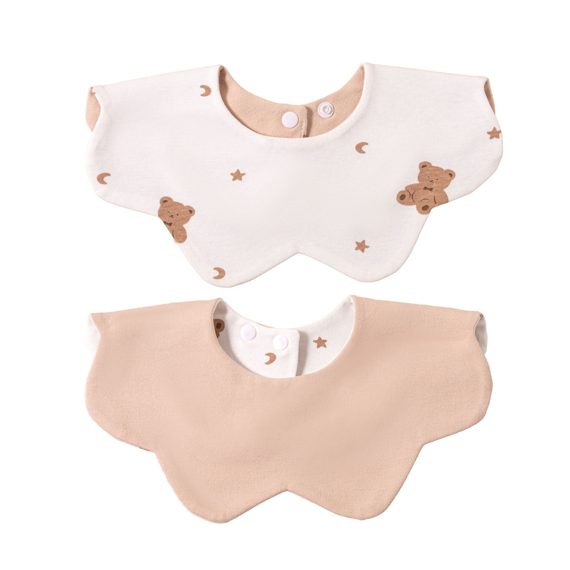 k**y韩国同款双面口水巾新生儿围嘴A类纯棉吸水亲肤防吐奶围兜白底实物图