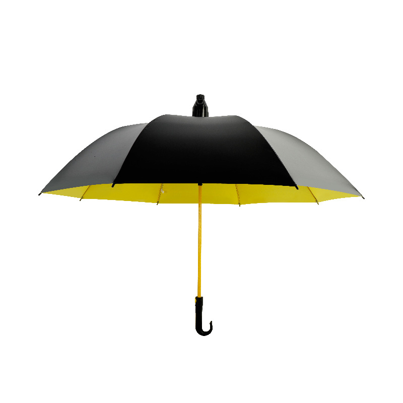厂家批发高端商务8骨弯柄防水套晴雨两用黑胶防紫外线高尔夫雨伞白底实物图