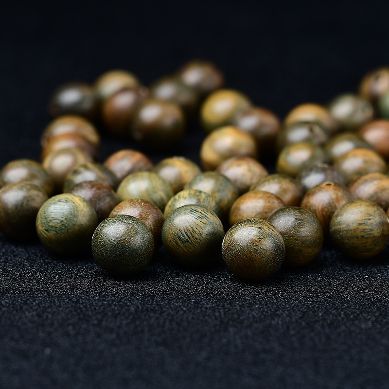 天然绿檀木散珠珠子小叶紫檀香木手工DIY饰品配珠珠佛珠文玩