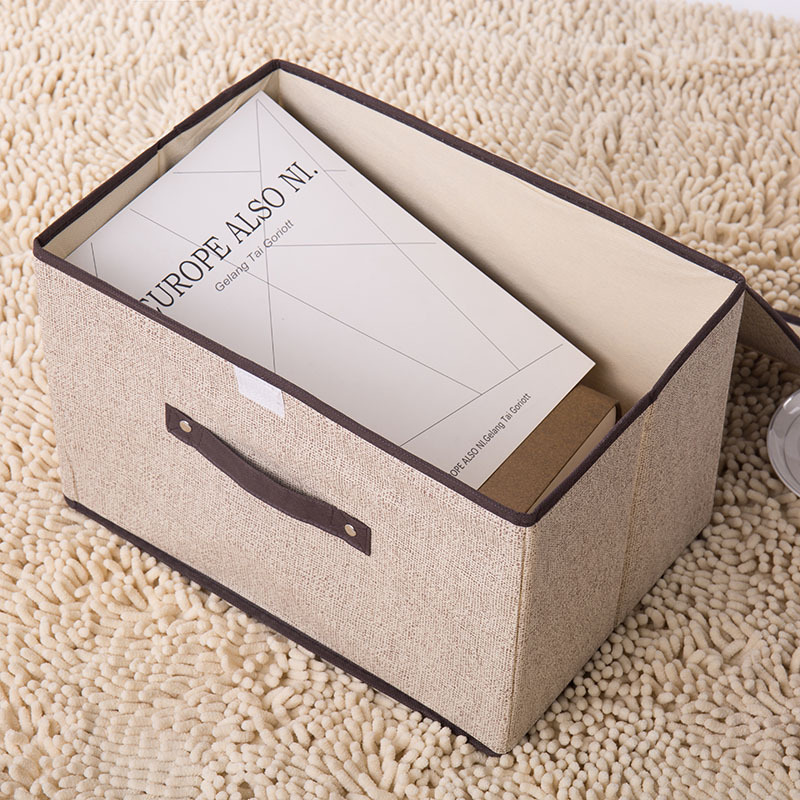 Imitation linen non-woven fabric storage box, cotton and linen storage box, two-piece set, clothing storage box, makeup storage box, organizing box Application Scenario