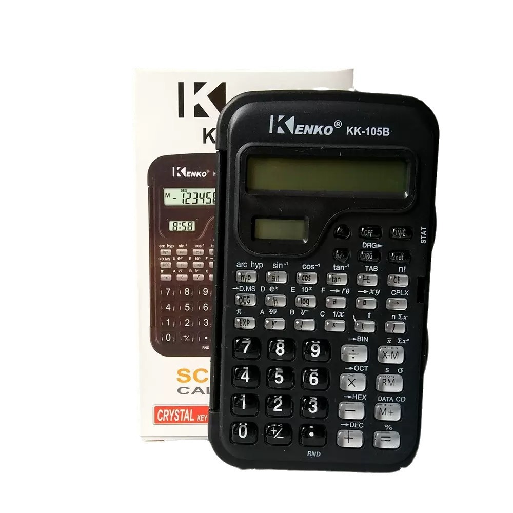 A multi-functional scientific function calculator with time and dual screens for student exams Application Scenario