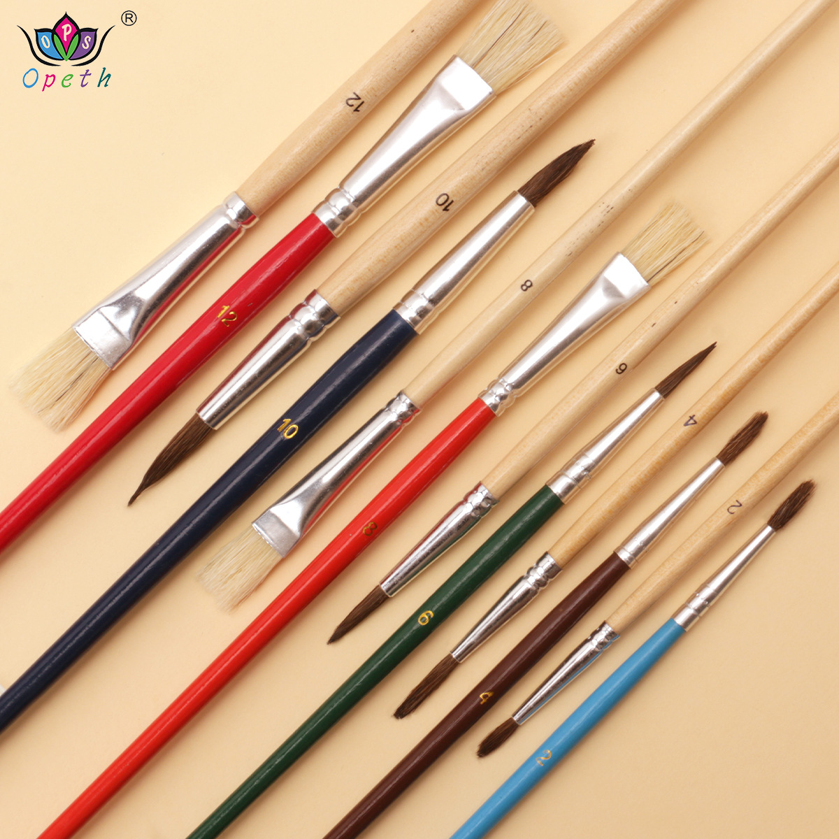 Cross-border 6-piece black wool oil painting brush set, acrylic brush, art painting outlining brush, pig bristle oil painting brush Specification image