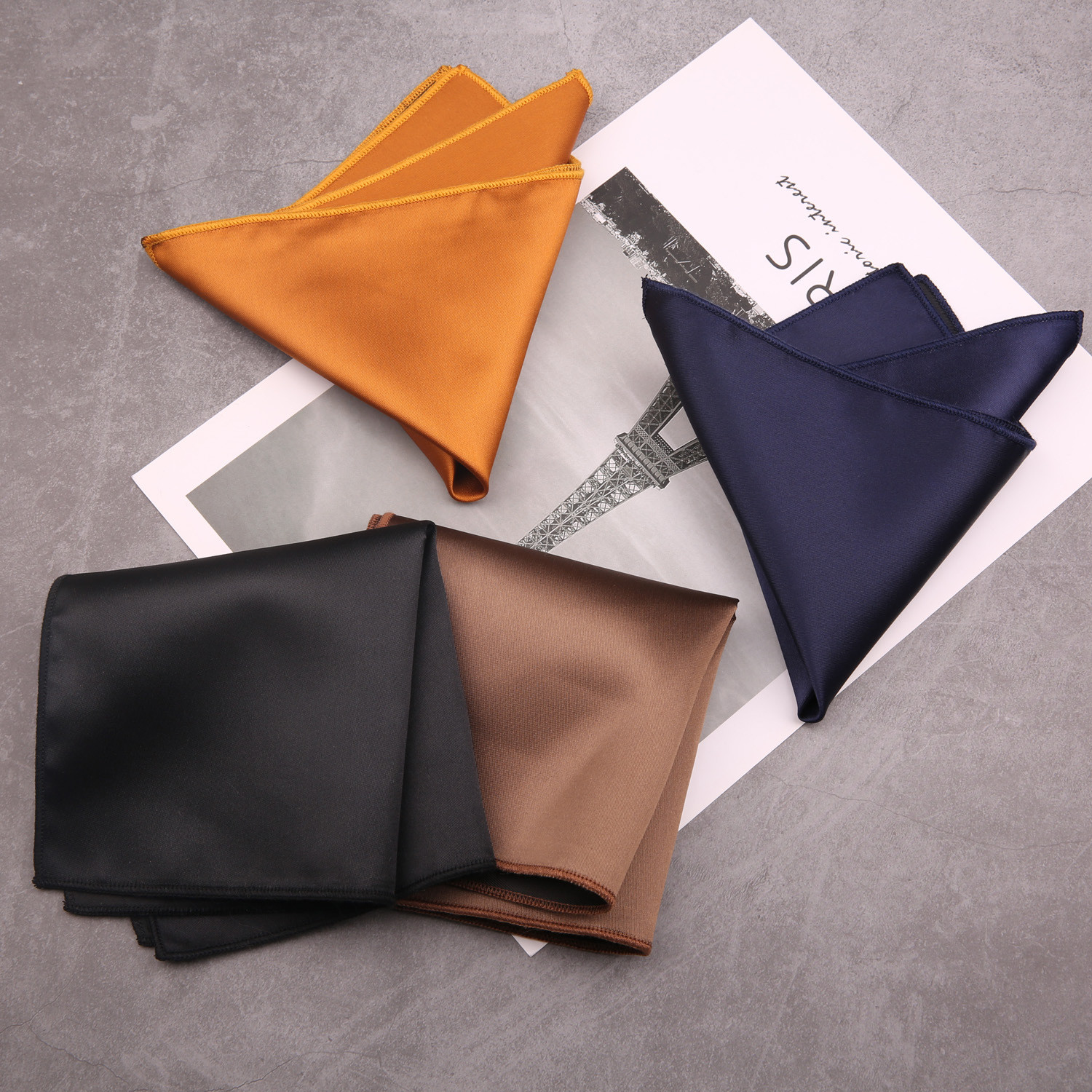 Men's small square scarf, suit, pocket scarf, dress, chest scarf, solid color suit, wedding black, Burgundy, off-white, coffee details Picture