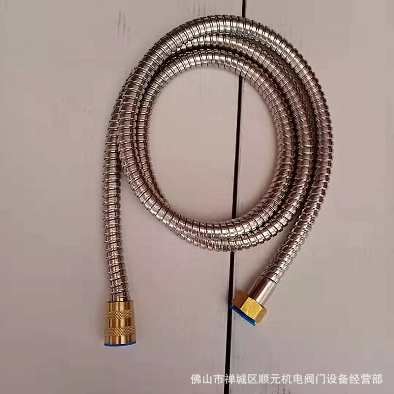 304不锈钢淋浴花洒软管铜头铜帽1.2米 1.5米 2米吸塑包装厂家直供产品图