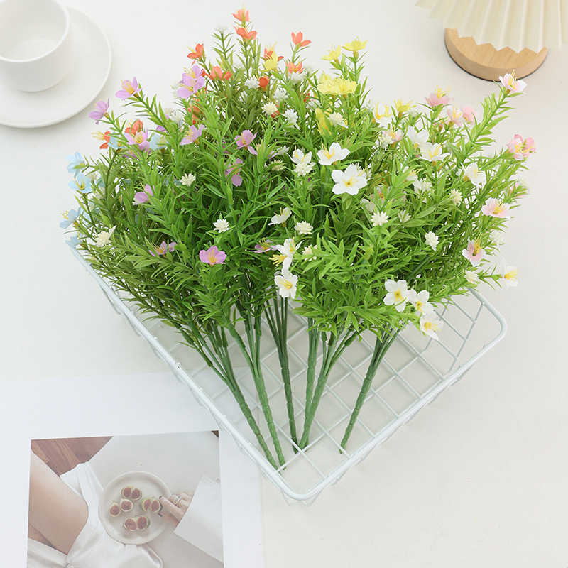 Dove Artificial seven-pronged jasmine artificial flower plastic plant wholesale, garden plants, outdoor home decoration small bunch flowers Specification drawing