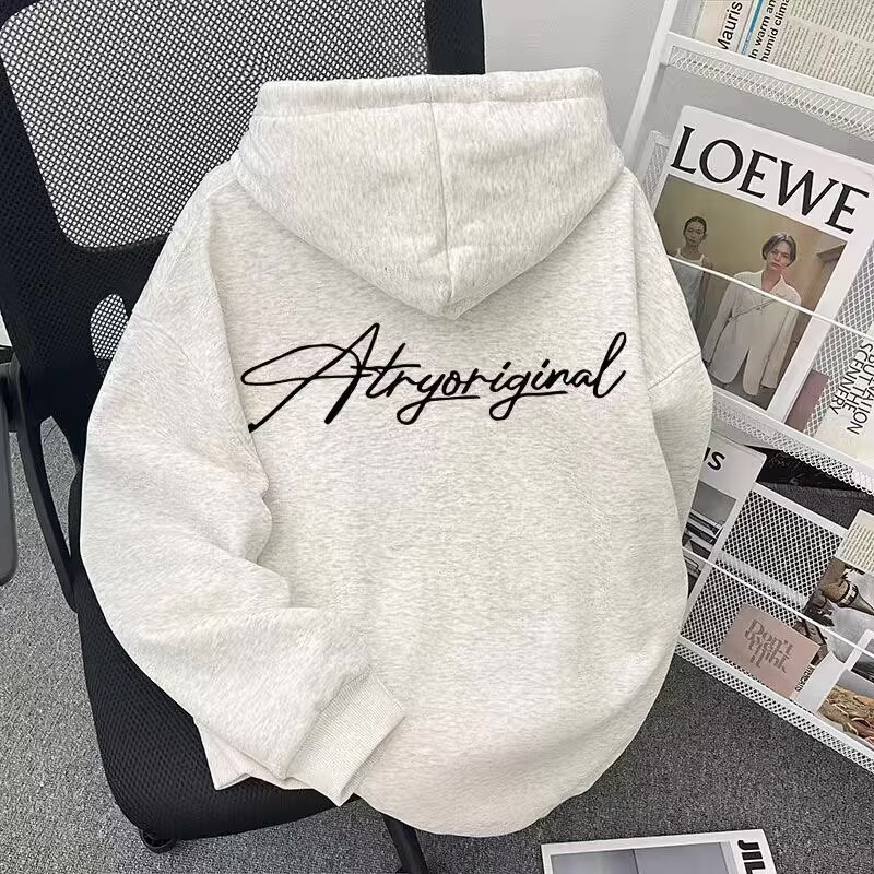 Black sweatshirt for men, autumn and winter fleece printed coat, hoodie, casual and versatile, red-eared denim jeans for men Specification drawing