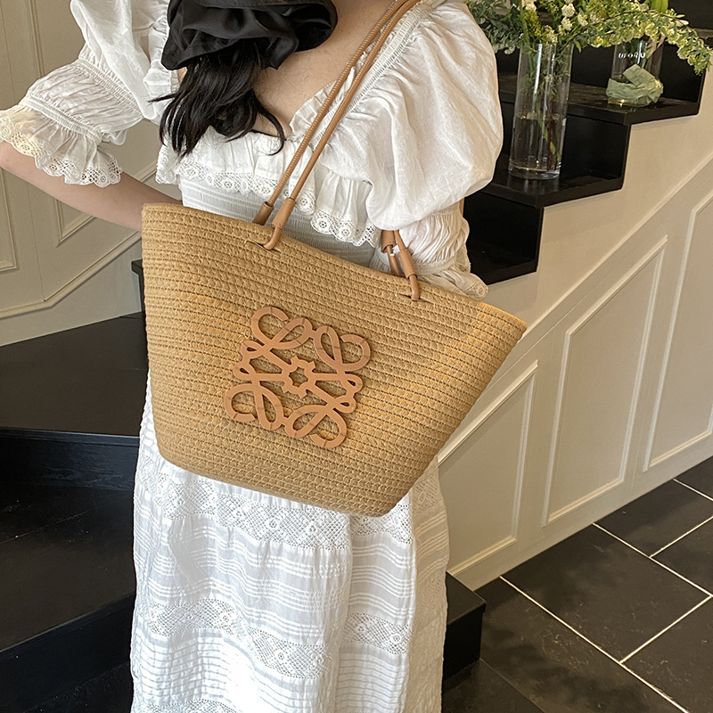 Cross-Border Straw Weaving Bag, French Straw Weaving Bag, New Women's Summer Seaside Vacation Beach Bag, Large-Capacity Tote Bag, Vegetable Basket Bag, Handcrafted Straw Weaving Bag Specification drawing