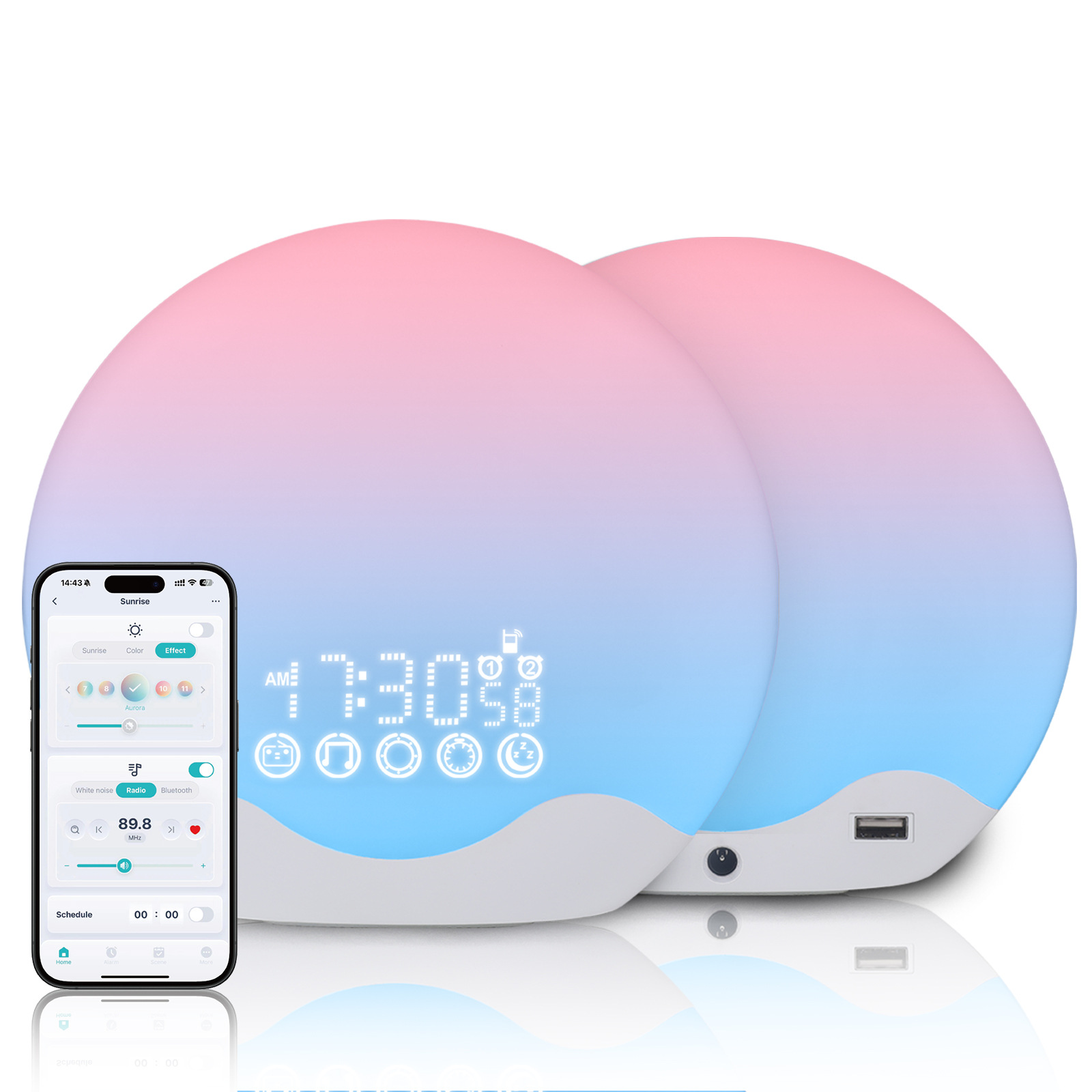 Cross-border alarm clock sleep Bluetooth smart multi-functional 2024 New model high appearance level Colorful night light clock Sleep clock Specification image